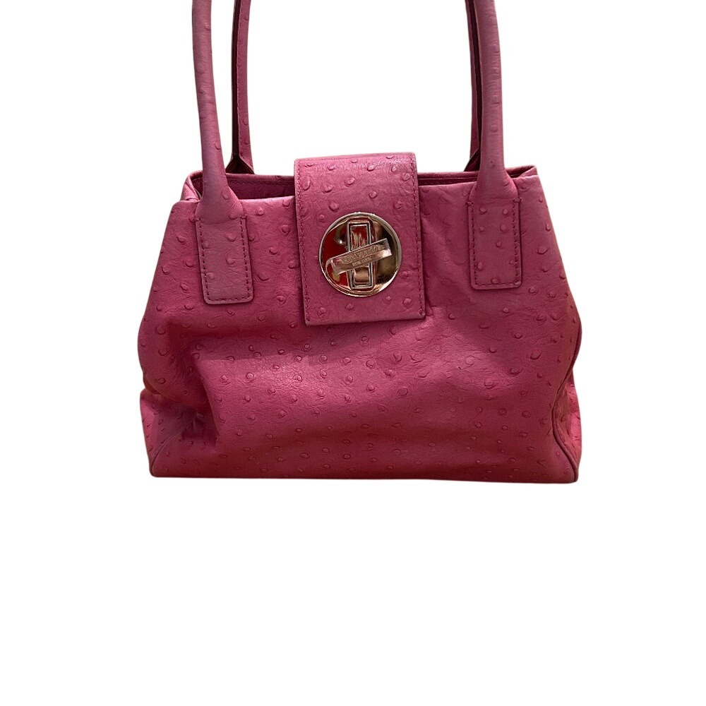 Kate Spade Pink Ostrich‎ Embossed Leather Satchel Handbag